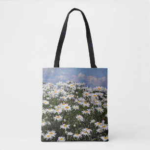 White summer daisies tote bag