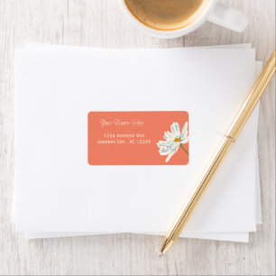 White Summer Flower Customisable Adress Label