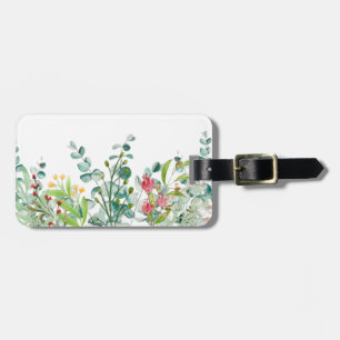 White summer flowers luggage tag