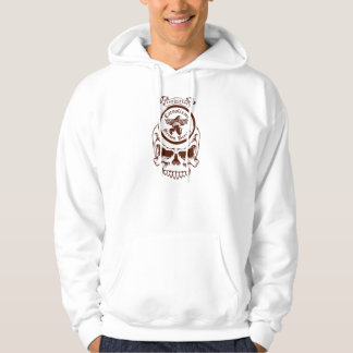 White Supporter Hoody, Brown Skull Design Hoodie