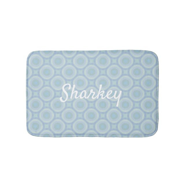 White Surname on Overlapping Ocean Bubbles Bath Mat (Front)