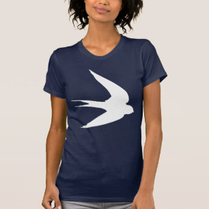 White Swallow Bird In Flight T-Shirt