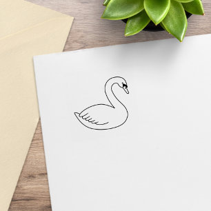 White Swan 1x1 Rubber Stamp