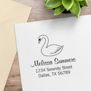 White Swan Address 2 Rubber Stamp