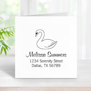 White Swan Address 2 Rubber Stamp