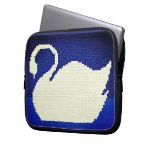White Swan Artisan Crochet Print Electronics Bag  