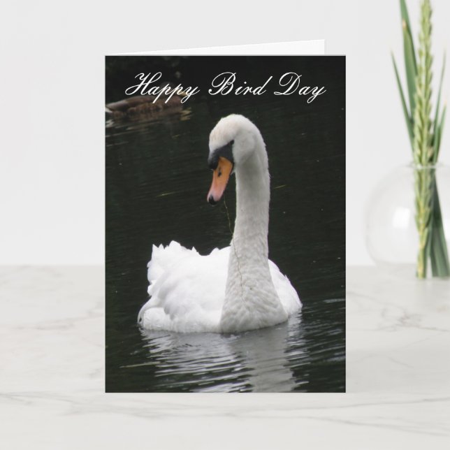 White Swan Custom Birthday Card (Front)
