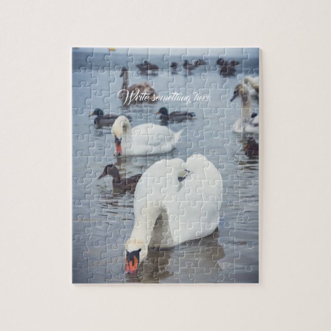White swan customisable  jigsaw puzzle (Vertical)