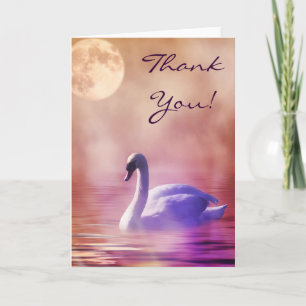 White Swan floating on a misty lake Thank You Card