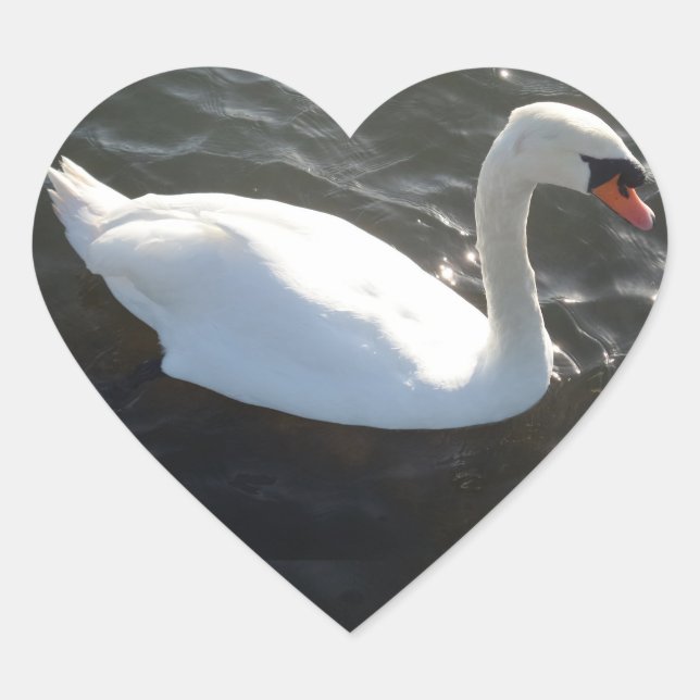 White Swan Heart Sticker (Front)