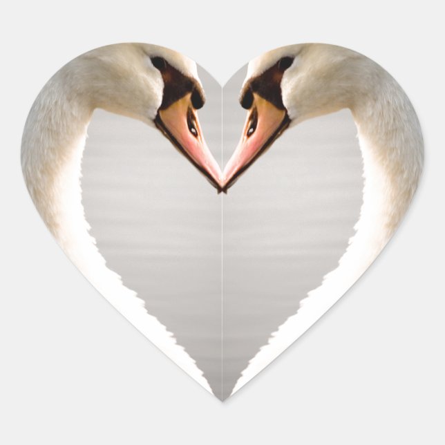 White Swan Heart Sticker (Front)