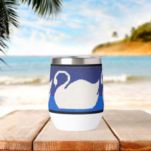 White Swan in Cool Blue Lake Artisan Crochet Print