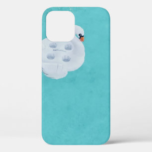 White swan inflatable on body of water iPhone 12 case