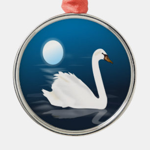 WHITE SWAN METAL TREE DECORATION