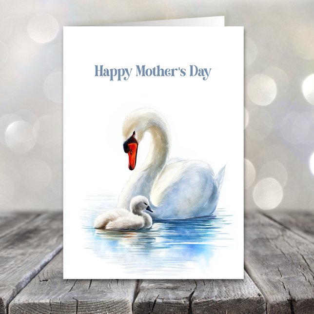 White Swan Mother's Day Holiday Card (Creator Uploaded)