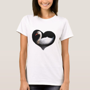 White swan on black T-Shirt