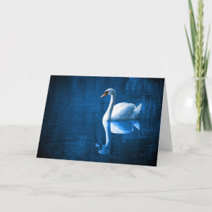 White Swan on Blue Waters Note Card