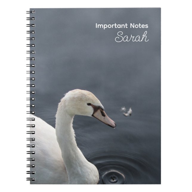 White Swan on Lake Personalised Notebook (Front)