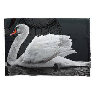 White Swan on Lake Pillowcase