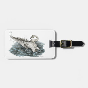 White Swan on Water Luggage Tag