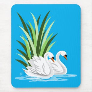 White Swan On Water Mousepad