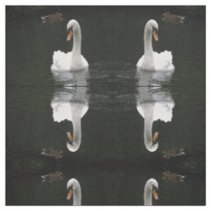 White Swan Patterned Animal Fabric