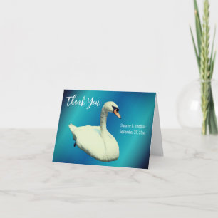 White Swan Personalised Wedding  Thank You Card