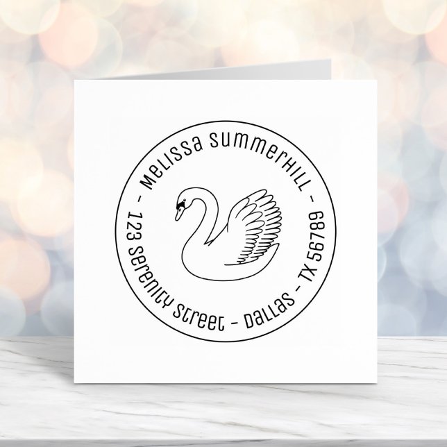 White Swan Round Address Self-inking Stamp (Creator Uploaded)
