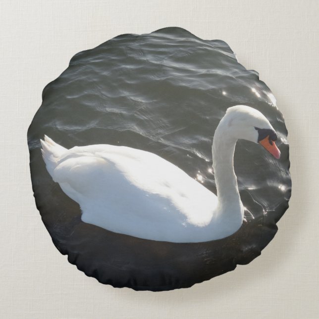 White Swan Round Pillow (Back)