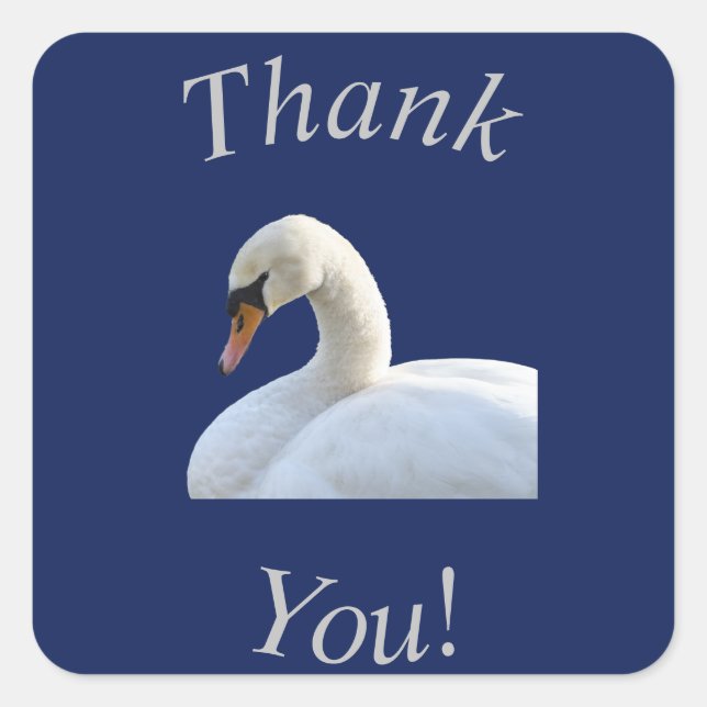 White Swan Thank You Sticker / Envelope Seal (Front)