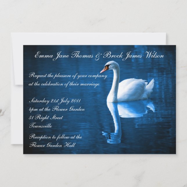White Swan Wedding Invitation (Front)