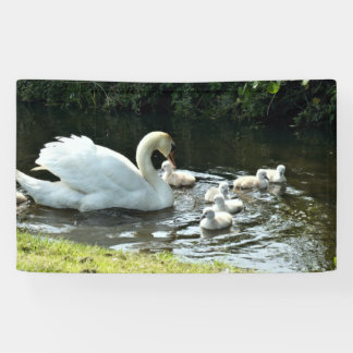 White Swan with Chicks Banner