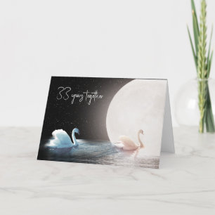 White Swans and Moon 33rd Anniversary Card