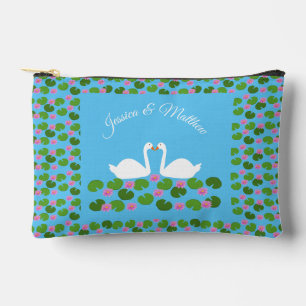 White Swans and Water lilies Wedding Custom Accessory Pouch