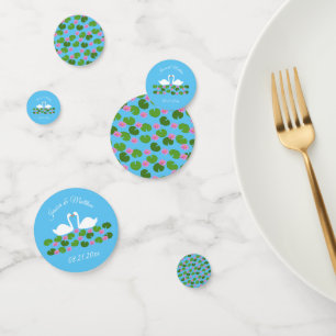 White Swans and Water lilies Wedding Custom Confetti