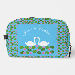 White Swans and Water lilies Wedding Custom Dopp Kit