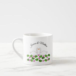 White Swans and Water lilies Wedding Custom Espresso Cup