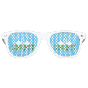 White Swans and Water lilies Wedding Custom Retro Sunglasses