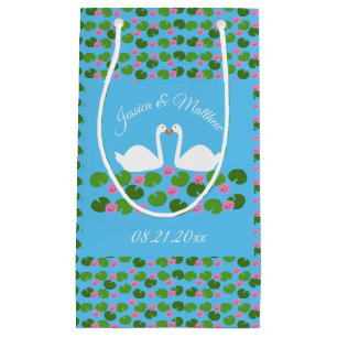 White Swans and Water lilies Wedding Custom Small Gift Bag