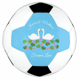 White Swans and Water lilies Wedding Custom Soccer Ball