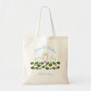 White Swans and Water lilies Wedding Custom Tote Bag