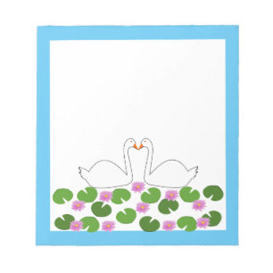 White Swans and Water lilies Wedding Notepad