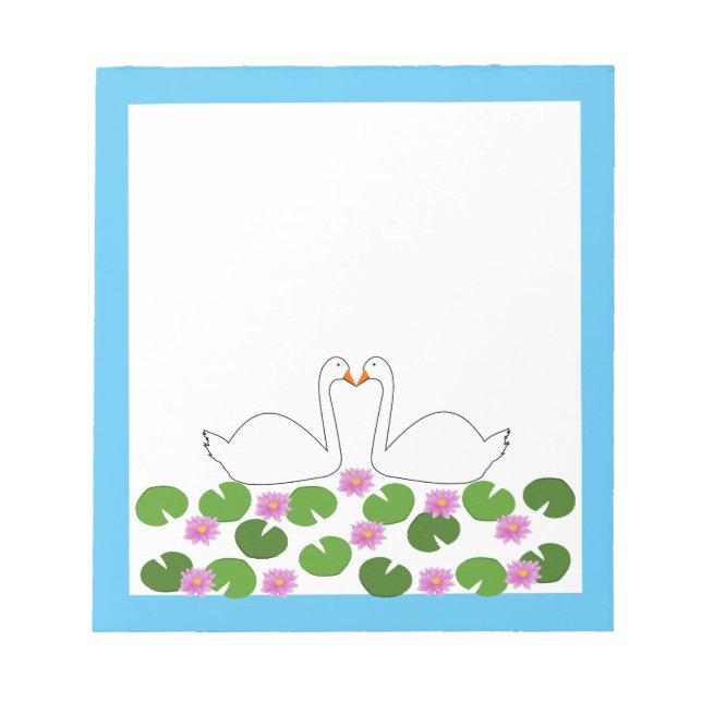 White Swans and Water lilies Wedding Notepad (Front)