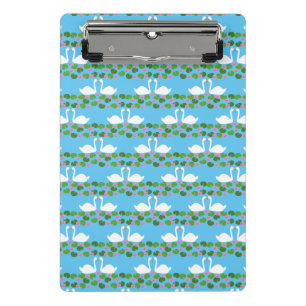 White Swans and Water lilies Wedding Patterned Mini Clipboard