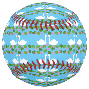 White Swans and Water lilies Wedding Patterned Softball