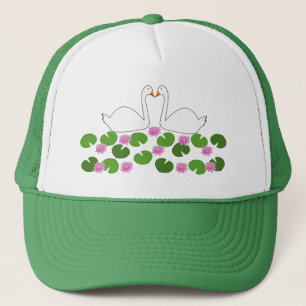 White Swans and Water lilies Wedding Trucker Hat