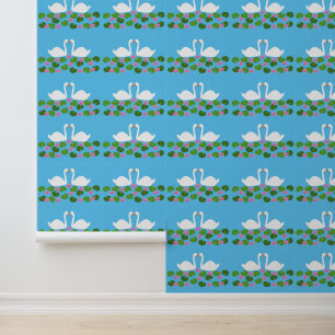 White Swans and Water lilies Wedding Wallpaper