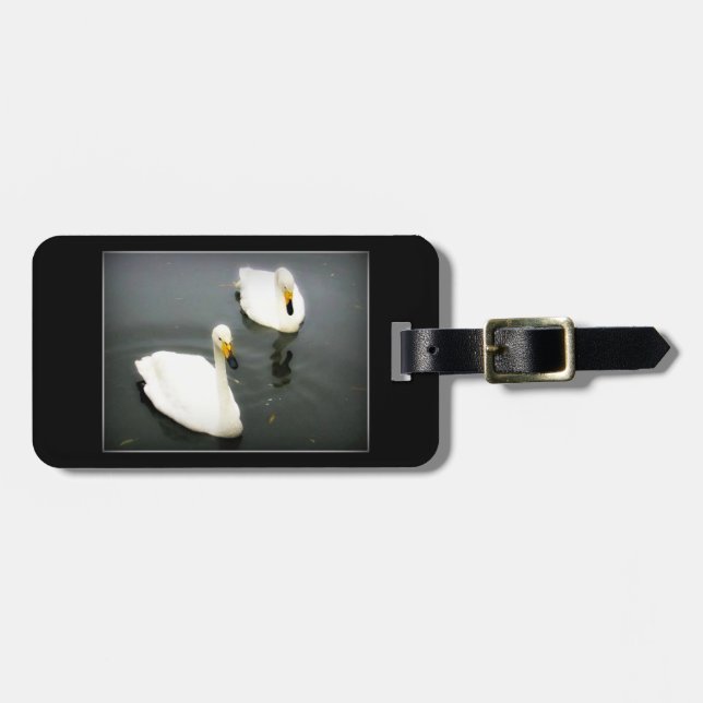 White Swans Black Water Luggage Tag (Front Horizontal)