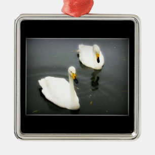 White Swans Black Water Metal Tree Decoration