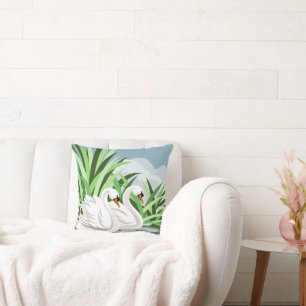 White swans cushion